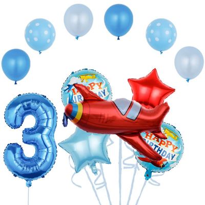 3RD Birthday Party Decorations, Airplane Birthday Decorations, 3RD Second Birthday Decor Boy Girl, Vintage Plane Balloon Bouquet Decorations,3 Year Old Bday Time Flies Aviator Adventure Themed Kids