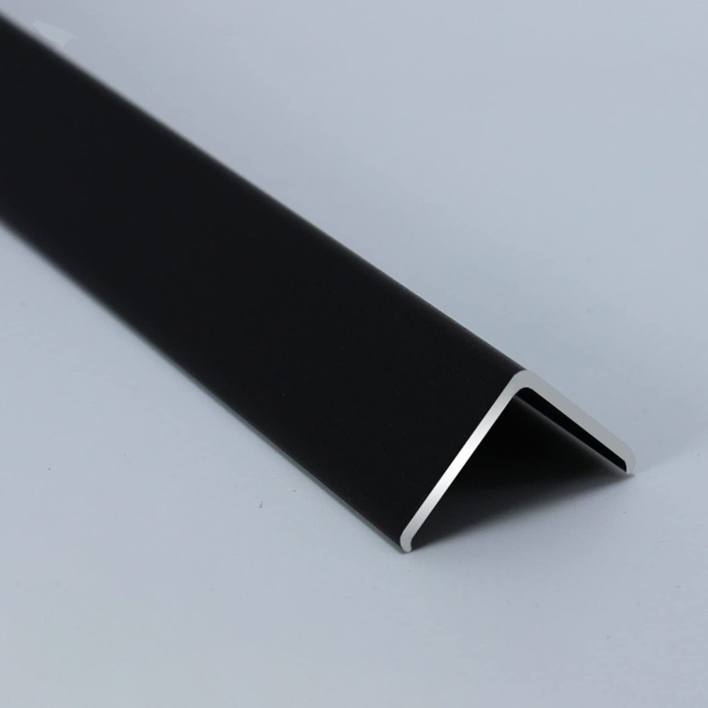 ZAQYCM Wall Edge Protector Black, Self Adhesive Wall Corner Guard Aluminum for Wood/Tile/Glass Walls, Floor Edge Trim Peel and Stick, Frosted Finish Stair Nosing