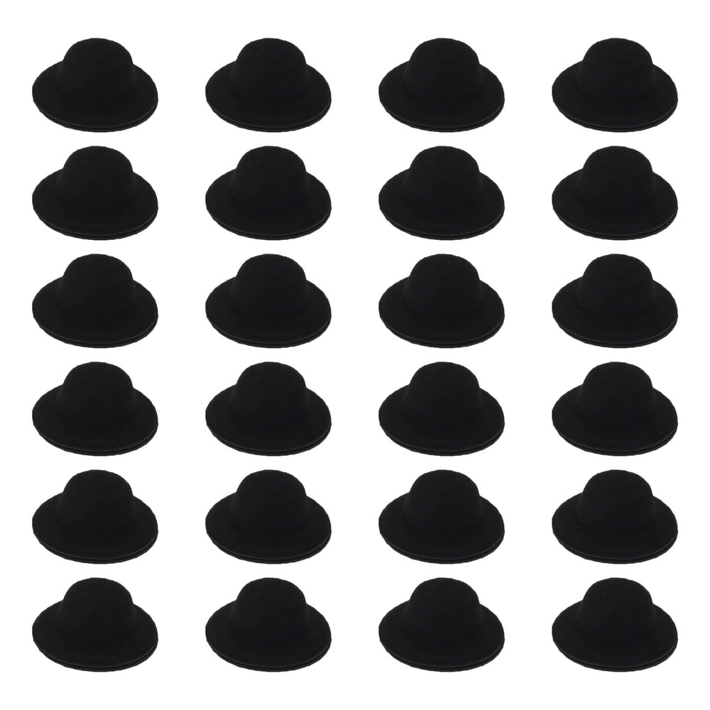 ASUNFO 24 Pcs Mini Top Hat Miniature Tiny Formal Hats Felt for Crafts Doll Accessories Christmas Party Ornaments Black 1.6"