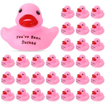 30 Pcs Pink Rubber Ducks You've Been Ducks Shower Duck 2.16 Inch Rubber Duck Small Float Bathtub Toys Party Favor for Birthday Carnival Ducking Games Adult
