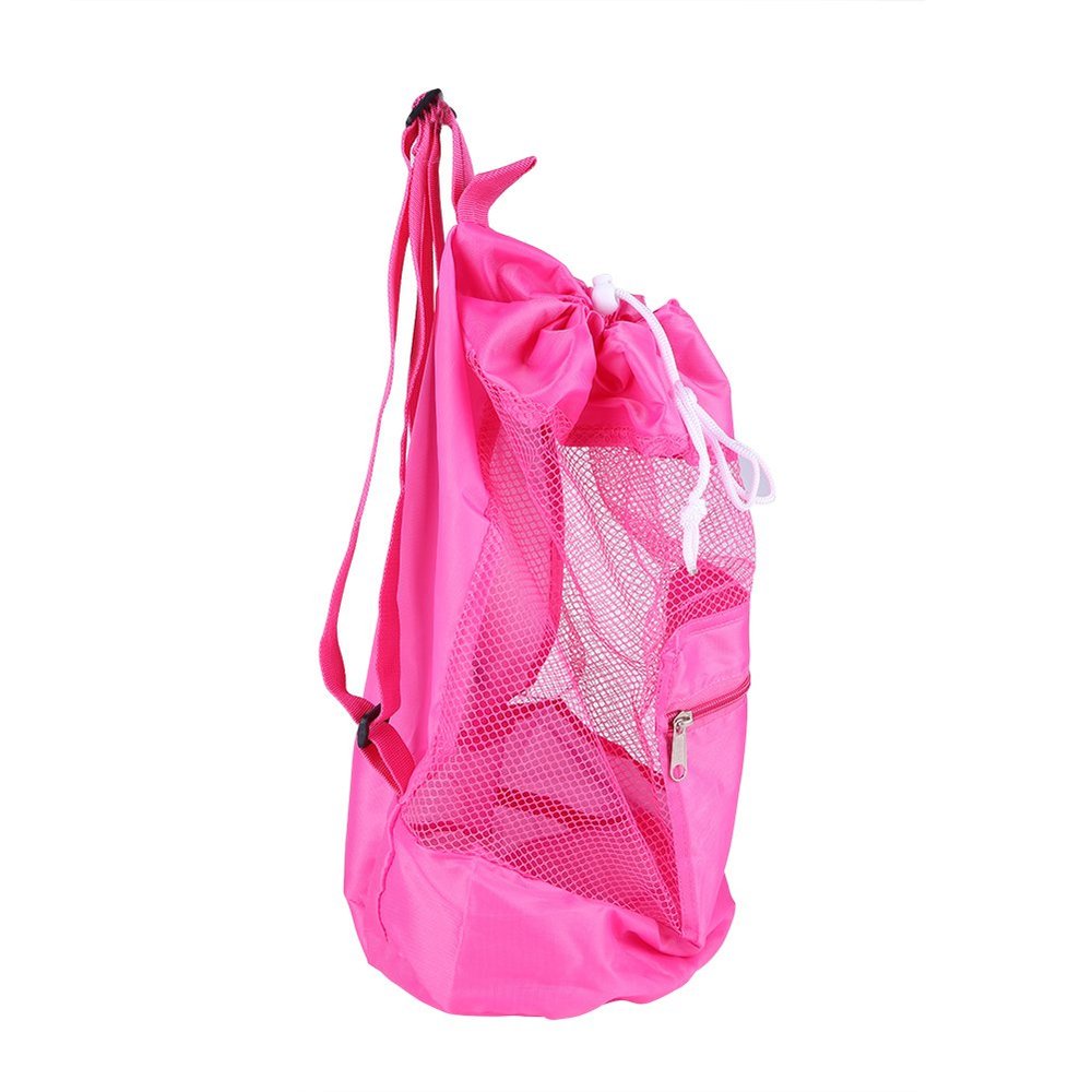 Tote Sand Away Drawstring for Kids Beach Toy Bag Swim and Pool Toys Balls Storage Bags for Picnic, Mesh Beach Backpack, Swimming, Outdoor Activities, Toy Not Included (Pink), Mesh Beach Backpack,