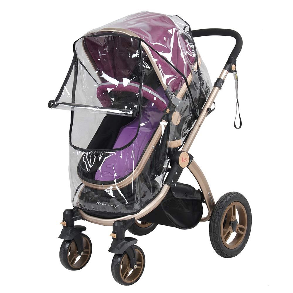 1PC PVC Universal Baby Stroller Rain Cover Dust Wind Pram Accessory Windproof from Snow Travel Weather for Jogging Pushchairs Ventilation Clear