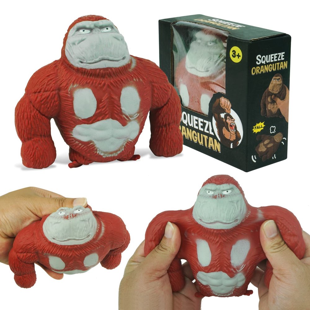 YANZHE Monkey Toys , Fun Gorilla Toys for Kids and Adults, Squeeze Stress Monkey, Sensory Toys for Relieving Stress and Anxiety ADHD and Autism, Birthday Gifts, Halloween, ChristmasRed