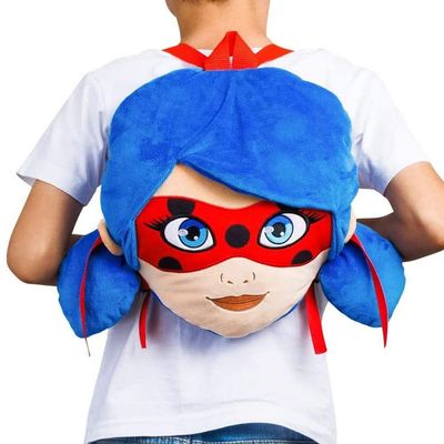 P.M.I. Miraculous Ladybug Plush School Backpack | 12-Inch-Tall Collectible | Playable Plush Backpack