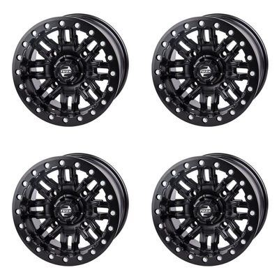 (4 Pack) 4/137 Tusk Nebo Beadlock Wheel 14x7 5.0 + 2.0 Matte Black For CAN-AM Maverick Sport 1000R X RC 2019-2024