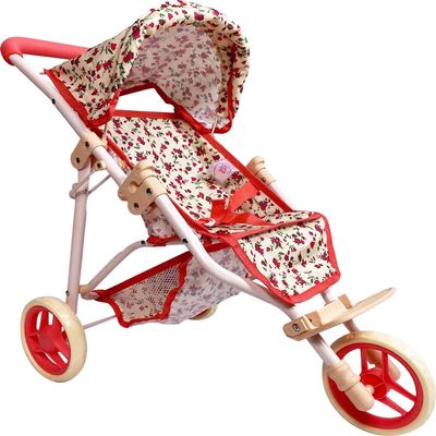 The New York Doll Collection Baby Doll Stroller for Dolls | Play Toy Toddlers 3 Year Old Girls Gift Push Pram Dolls, Babydoll Jogger Carriage (Quality Floral Print)