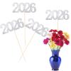 12 Pieces Glitter 2026 Centerpiece Sticks Silver Double Sided 2026 Graduation Party Sticks 2026 Floral Picks Table Centerpiece Topper for 2026 Graduation New Year Party Decoration Supplies,4.9x9.1" view 1