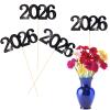 12 Pieces Glitter 2026 Centerpiece Sticks Black Double Sided 2026 Graduation Party Sticks 2026 Floral Picks Table Centerpiece Topper for 2026 Graduation New Year Party Decoration Supplies,4.9x9.1" view 1