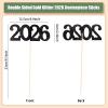 12 Pieces Glitter 2026 Centerpiece Sticks Black Double Sided 2026 Graduation Party Sticks 2026 Floral Picks Table Centerpiece Topper for 2026 Graduation New Year Party Decoration Supplies,4.9x9.1" view 2