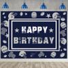 Football Backdrop for Birthday Party 7X5FT Navy Blue Cowboy Photography Background Football Themed Sports Fans Party Decor Supplies Banner Photo Props view 1