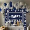 Football Backdrop for Birthday Party 7X5FT Navy Blue Cowboy Photography Background Football Themed Sports Fans Party Decor Supplies Banner Photo Props view 2