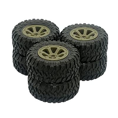 BAIJAC 6PCS FY004-15 33mm Width RC Car Tires Tyre Wheel Upgrades Accessories for Fayee FY004A 1/16 6WD RC Car Spare Parts (Color : Green Black)