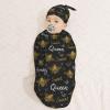 AuHomea Bee Newborn Swaddle Blanket with Beanie Set Soft Baby Sleep Sack Stretch Adjustable Swaddle Wraps Receiving Blankets view 3
