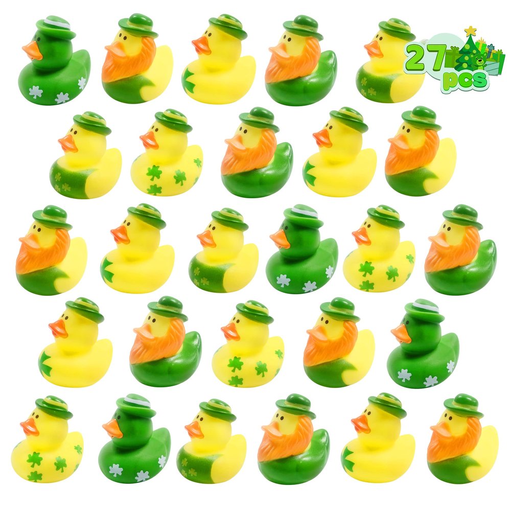 27 PCS St. Patrick's Day Rubber Ducks Baby Showers Accessories Mini 2.16" Duckies Bath Toys for Kids Girls Boys St. Patrick's Day Party Favors Gift Exchange (St. Patrick's)