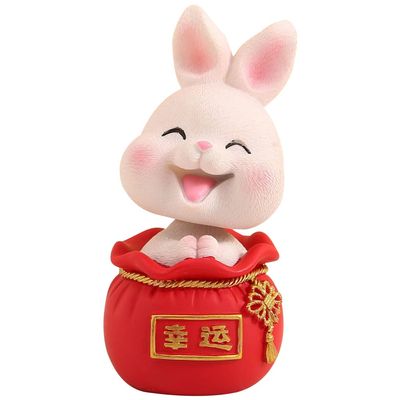 PRETYZOOM Rabbit Desktop Decoration Miniature Toys Shaking Head Bunny Figurine Car Bunny Ornament