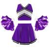 Aislor Girl's Cheer Leader Costume Cheerleading Uniform Fancy Dress Outfit Cosplay Halloween Costume with Pom Poms 1Purple A 14 Years view 1