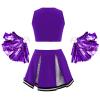 Aislor Girl's Cheer Leader Costume Cheerleading Uniform Fancy Dress Outfit Cosplay Halloween Costume with Pom Poms 1Purple A 14 Years view 2