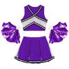 Aislor Girl's Cheer Leader Costume Cheerleading Uniform Fancy Dress Outfit Cosplay Halloween Costume with Pom Poms 1Purple A 14 Years view 3