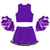 Aislor Girl's Cheer Leader Costume Cheerleading Uniform Fancy Dress Outfit Cosplay Halloween Costume with Pom Poms 1Purple A 14 Years view 4