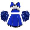 Aislor Girl's Cheer Leader Costume Cheerleading Uniform Fancy Dress Outfit Cosplay Halloween Costume with Pom Poms 2 Royal Blue 14 Years view 1