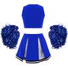 Aislor Girl's Cheer Leader Costume Cheerleading Uniform Fancy Dress Outfit Cosplay Halloween Costume with Pom Poms 2 Royal Blue 14 Years view 2