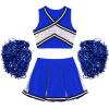 Aislor Girl's Cheer Leader Costume Cheerleading Uniform Fancy Dress Outfit Cosplay Halloween Costume with Pom Poms 2 Royal Blue 14 Years view 3