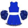 Aislor Girl's Cheer Leader Costume Cheerleading Uniform Fancy Dress Outfit Cosplay Halloween Costume with Pom Poms 2 Royal Blue 14 Years view 4