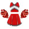 Aislor Girl's Cheer Leader Costume Cheerleading Uniform Fancy Dress Outfit Cosplay Halloween Costume with Pom Poms 1Red A 14 Years view 1