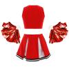 Aislor Girl's Cheer Leader Costume Cheerleading Uniform Fancy Dress Outfit Cosplay Halloween Costume with Pom Poms 1Red A 14 Years view 2