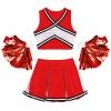Aislor Girl's Cheer Leader Costume Cheerleading Uniform Fancy Dress Outfit Cosplay Halloween Costume with Pom Poms 1Red A 14 Years view 3