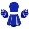 Aislor Girl's Cheer Leader Costume Cheerleading Uniform Fancy Dress Outfit Cosplay Halloween Costume with Pom Poms 1Royal Blue A 14 Years view 2