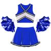 Aislor Girl's Cheer Leader Costume Cheerleading Uniform Fancy Dress Outfit Cosplay Halloween Costume with Pom Poms 1Royal Blue A 14 Years view 3