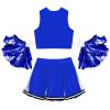 Aislor Girl's Cheer Leader Costume Cheerleading Uniform Fancy Dress Outfit Cosplay Halloween Costume with Pom Poms 1Royal Blue A 14 Years view 4