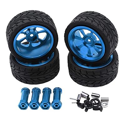 65mm Alloy Wheel Tire Tyre with Lengthened 12mm Combiner for Wltoys 144001 A959 A949 A969 A959B RC Car Parts ( Color : Blue )