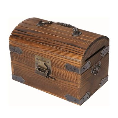 Wooden Piggy Bank Vintage Indestructible Money Banks Creative with Lock and Key Money Saving Box Birthday