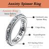 Ladytree Spinner Fidget Ring S925 Sterling Silver Lotus Flower Yoga Just Breathe Anxiety Worry Band Oxidized Stress Relieving Boredom ADHD Autism Rings for Women Men,Size 8 view 4