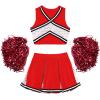 Aislor Girl's Cheer Leader Costume Cheerleading Uniform Fancy Dress Outfit Cosplay Halloween Costume with Pom Poms 2 Red 14 Years view 1