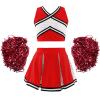 Aislor Girl's Cheer Leader Costume Cheerleading Uniform Fancy Dress Outfit Cosplay Halloween Costume with Pom Poms 2 Red 14 Years view 2