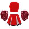 Aislor Girl's Cheer Leader Costume Cheerleading Uniform Fancy Dress Outfit Cosplay Halloween Costume with Pom Poms 2 Red 14 Years view 3