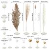 50 PCS Boho Cake Toppers Mini Balls Cake Topper Various Dried Pampas Grass Cake Decor for Boho Home Wedding Cake Decoration (Grey White Gold) view 2