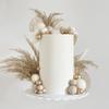 50 PCS Boho Cake Toppers Mini Balls Cake Topper Various Dried Pampas Grass Cake Decor for Boho Home Wedding Cake Decoration (Grey White Gold) view 3