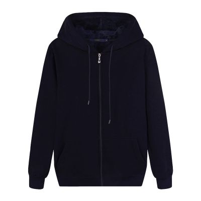 Maiyifu-GJ Men Full Zip Long Sleeve Hoodies Fleece Slim Fit Solid Color Hoodie Winter Warm Hooded Sweatshirt With Kanga Pocket (Dark Blue,Medium)