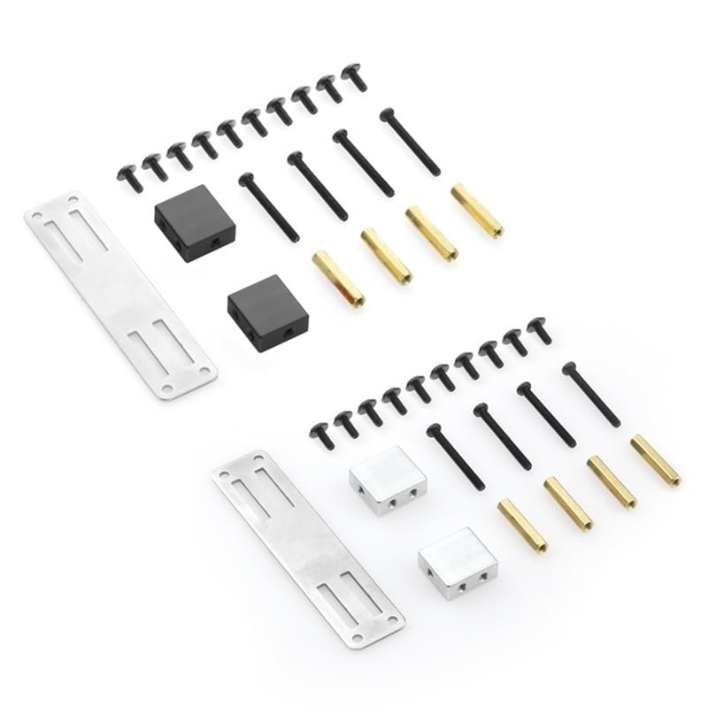 2 Set Metal Servo Fixed Mount Bracket Kit for WPL B14 B16 B36 C24 C34 1/16 RC Truck Car Upgrade Parts, Black & Silver
