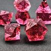 Bescon Crystal Clear (Unpainted) Sharp Edge DND Dice Set of 7, Razor Edged Polyhedral D&D Dice Set for Dungeons and Dragons Role Playing Games, WineRed Color view 3