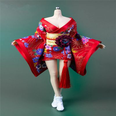 Fremego 1/6 Scale Female Clothes, Japanese Kimono Bathrobe Dress Costume Clothing for 12inch PH TBL JO Action Figure Body (C-Short Version)