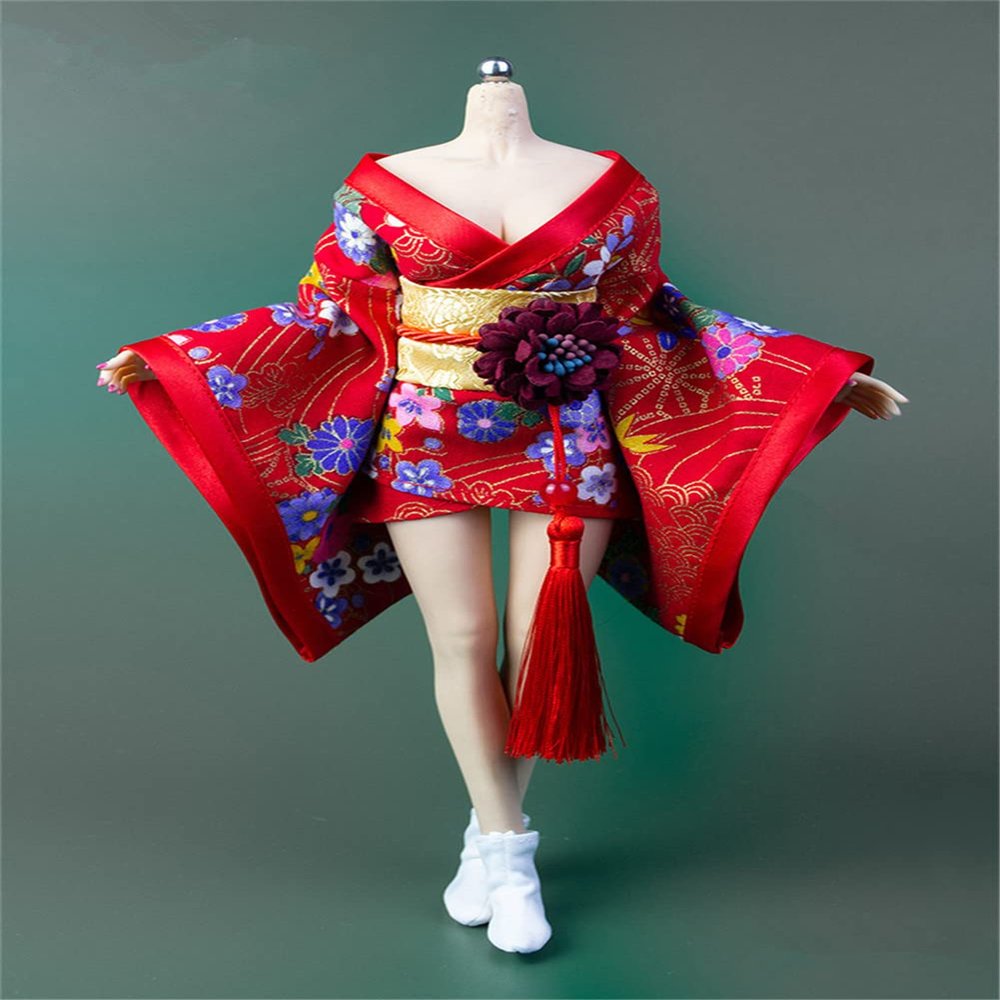 Fremego 1/6 Scale Female Clothes, Japanese Kimono Bathrobe Dress Costume Clothing for 12inch PH TBL JO Action Figure Body (C-Short Version)