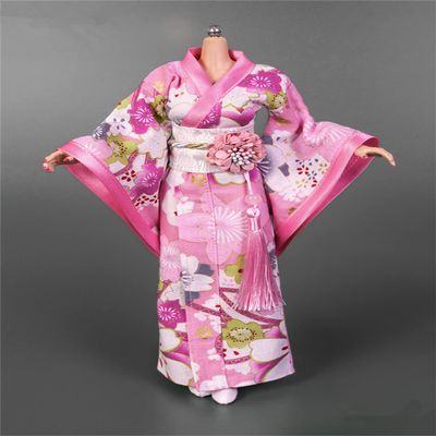 Fremego 1/6 Scale Female Clothes, Japanese Kimono Bathrobe Dress Costume Clothing for 12inch PH TBL JO Action Figure Body (E-Long Version)