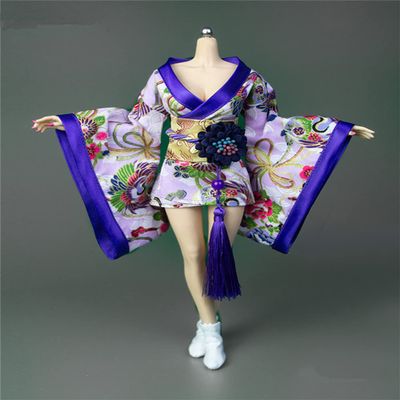 Fremego 1/6 Scale Female Clothes, Japanese Kimono Bathrobe Dress Costume Clothing for 12inch PH TBL JO Action Figure Body (H-Short Version)