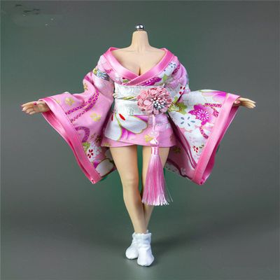 Fremego 1/6 Scale Female Clothes, Japanese Kimono Bathrobe Dress Costume Clothing for 12inch PH TBL JO Action Figure Body (E-Short Version)