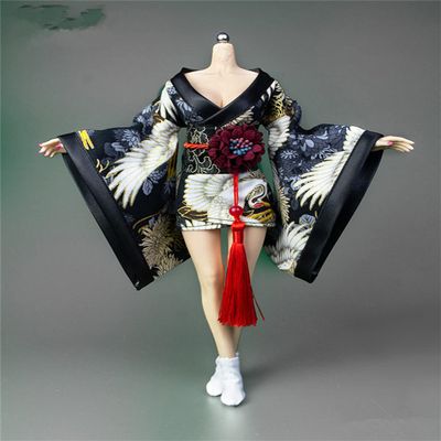Fremego 1/6 Scale Female Clothes, Japanese Kimono Bathrobe Dress Costume Clothing for 12inch PH TBL JO Action Figure Body (G-Short Version)